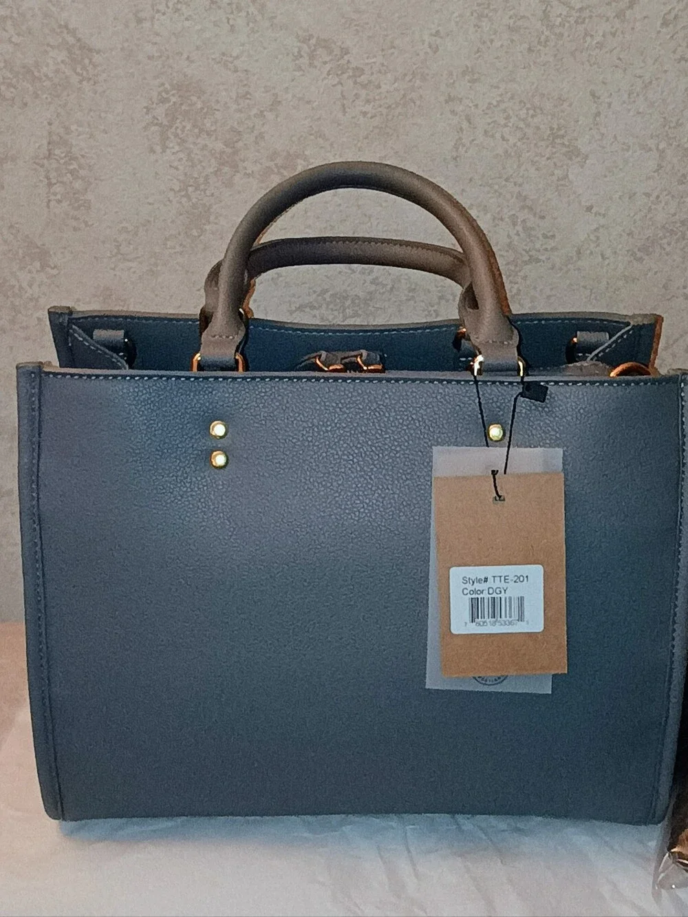 NWT Ampere Creations Structured  Satchel Tote in Slate Gray 🩶 Factory Packing